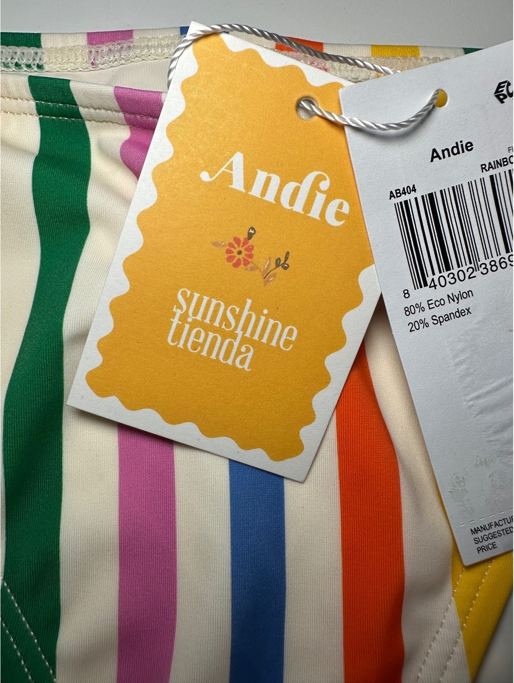 Andie Rainbow Striped Bikini Bottoms Size M - Picture 2 of 4